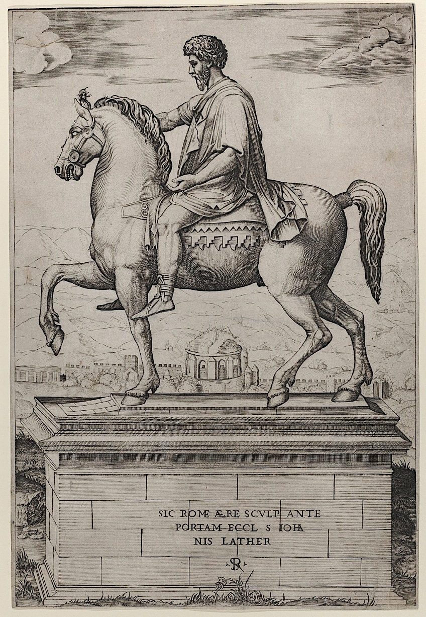 16th Century Engraving of Marcus Aurelius Statue