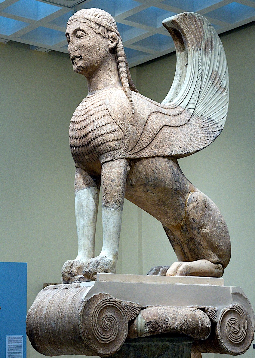 Archaic Greek Sphinx Sculpture
