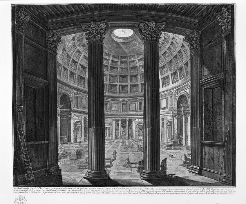 Engraving of Interior of Pantheon in Rome